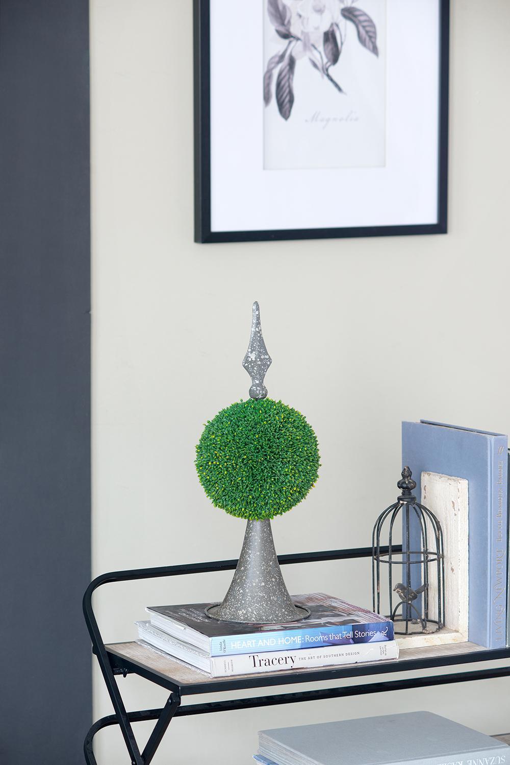 7x7x17' Faux Boxwood Topiary Sphere on Metal Spire Media 9
