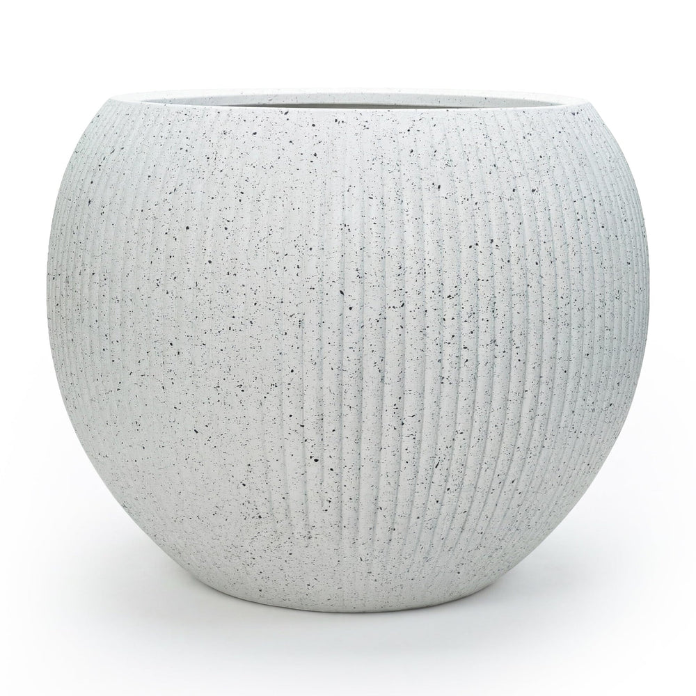 DTY Fiberstone Globe Planter Indoor Outdoor — Lightweight Sphere Ball Pot for Olive Tree, Monstera & Palm | Fiberglass Stone | UV Resistant, Drainage Hole | 2 Coco Mats | Black | 12.6