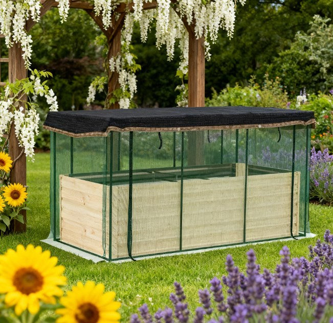 Raised Garden Bed for Flowers, Veggies and Herbs,Galvanized Steel Planter Box with Crop Cage and Shade Cloth Media 1