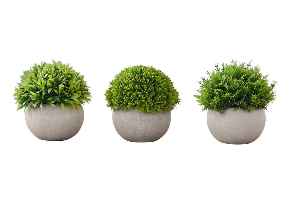 Artificial Plant, 5' Tall, Grass, Indoor, Faux, Fake, Table, Greenery, Potted, Set Of 3, Decorative, Green Plants, Grey Pots Media 2