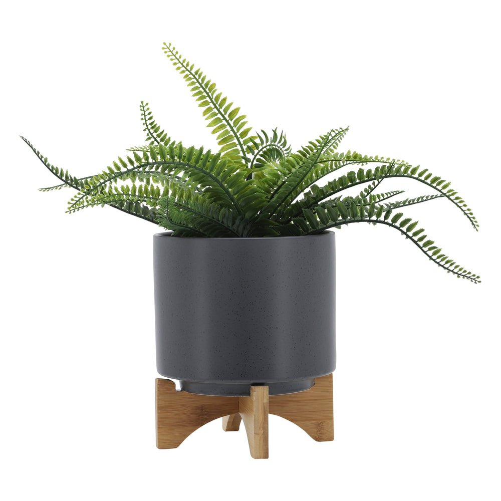 8' PLANTER W/ WOOD STAND, MATTE GRAY Media 4