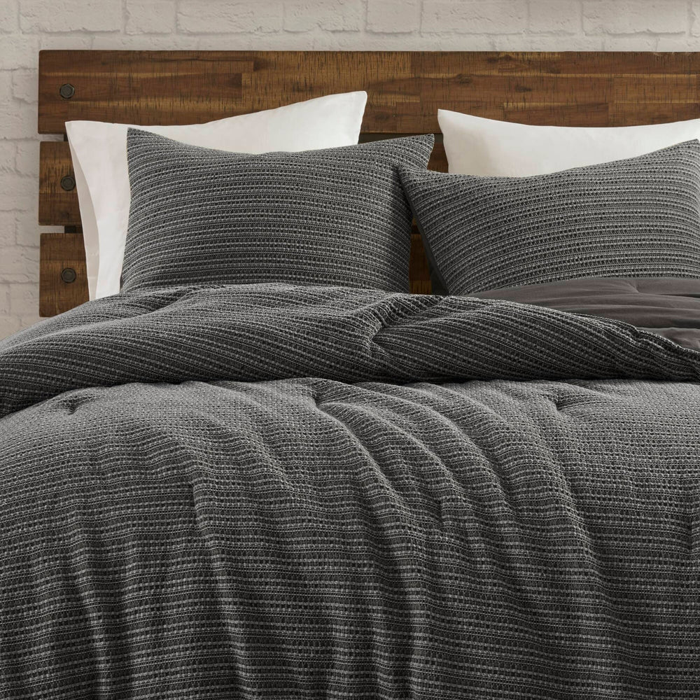 3PCS Full/Queen Waffle Washed Comforter Set Media 21