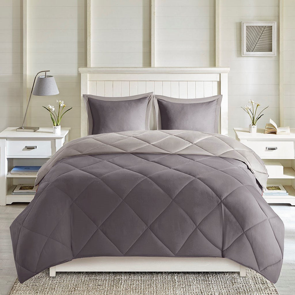 Twin/Twin XL 3M Scotchgard Diamond Quilting Reversible Down Alternative Comforter Set Media 10