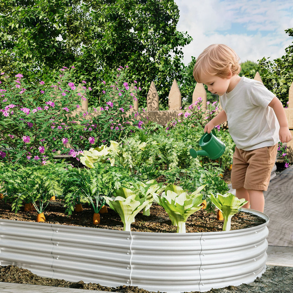 Heavy Duty Galvanized Raised Garden Bed Kit for Vegetables, Flowers & Herbs, Rust-Resistant, Easy Assembly, 8x4x1ft, Silver Media 2