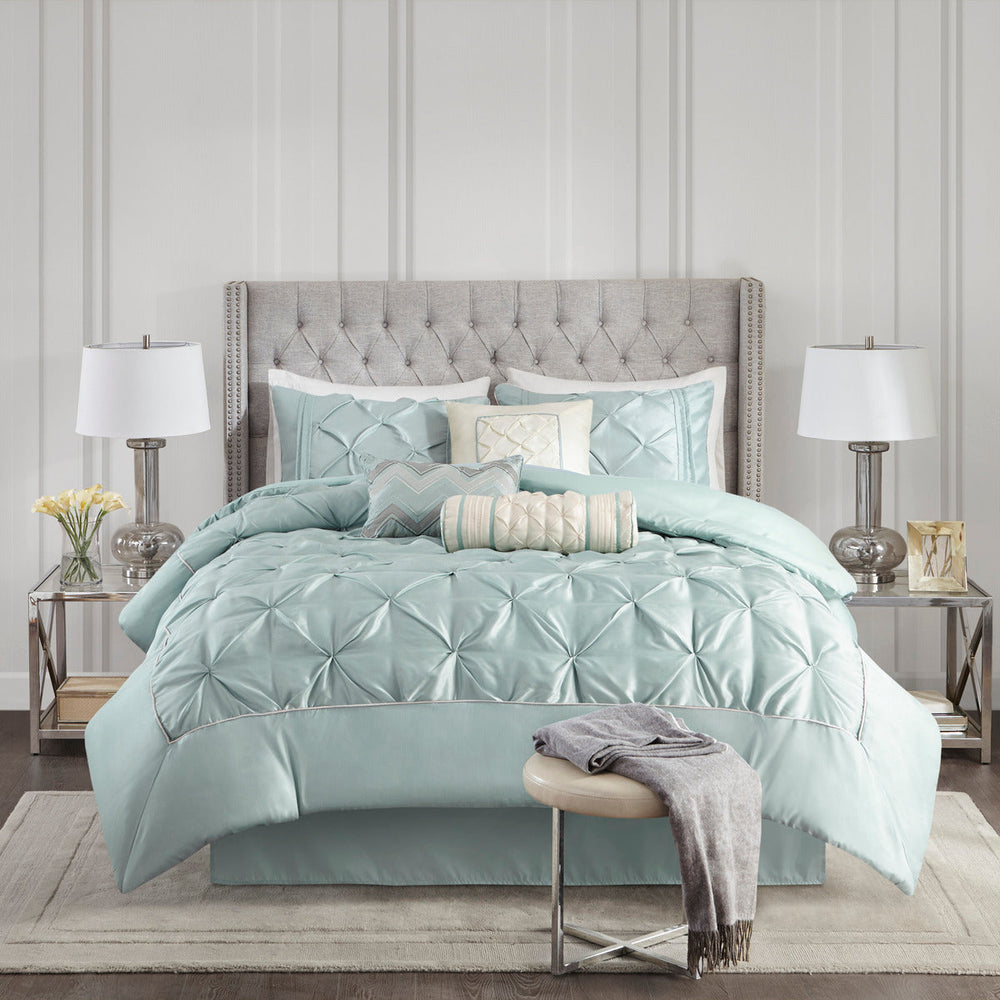 7 Piece Tufted Comforter Set Seafoam Cal King Media 4