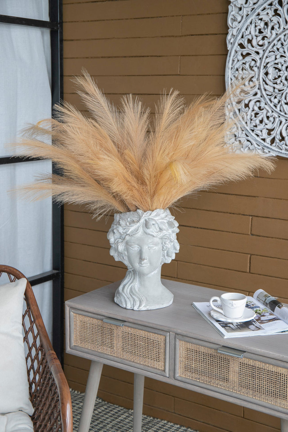 Cement Bust Wall Planter - Indoor Outdoor Home Garden Decor, 8' x 9' x 11.5' Media 15
