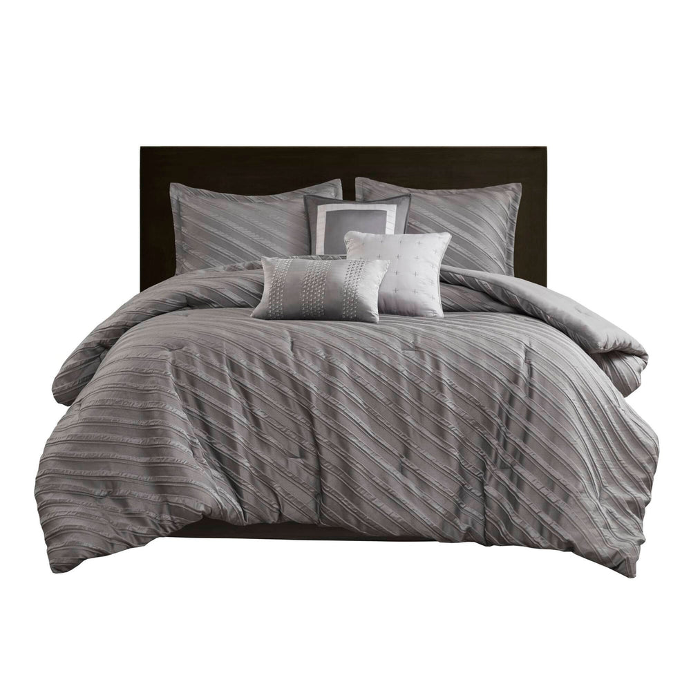 7 PCS Queen Comforter Set Grey Media 4