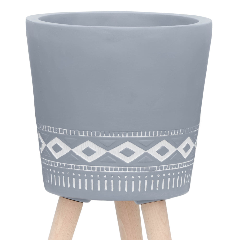 S/2 10/12' DIAMOND PLANTER W/ WOOD LEGS, GRAY (KD) Media 7