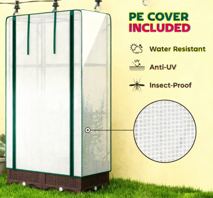 Outdoor Plant Box,Garden Bed with Trellis,with Cover,Drainage Holes and Zipper Door Media 6