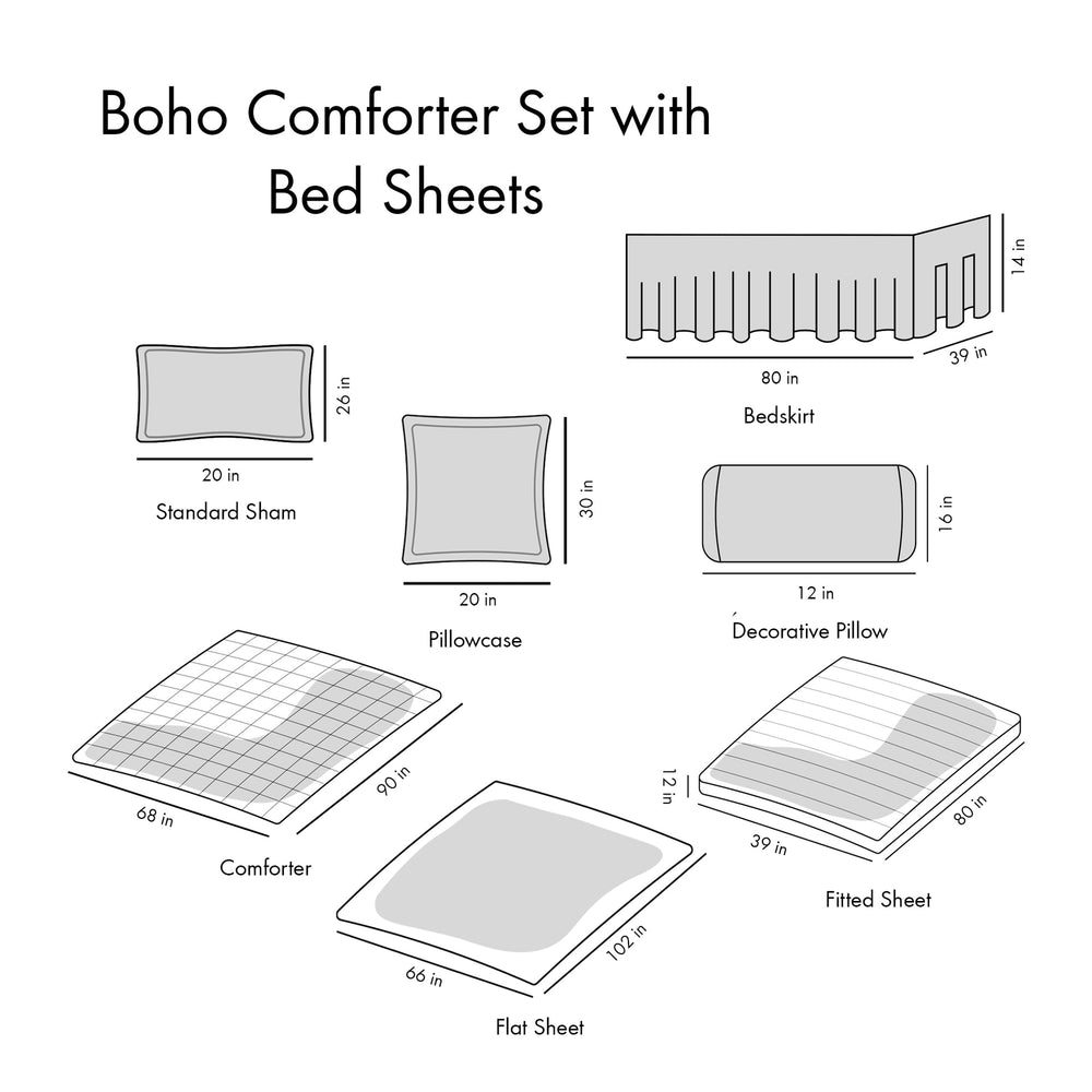 Twin XL Boho Comforter Set with Bed Sheets Media 18