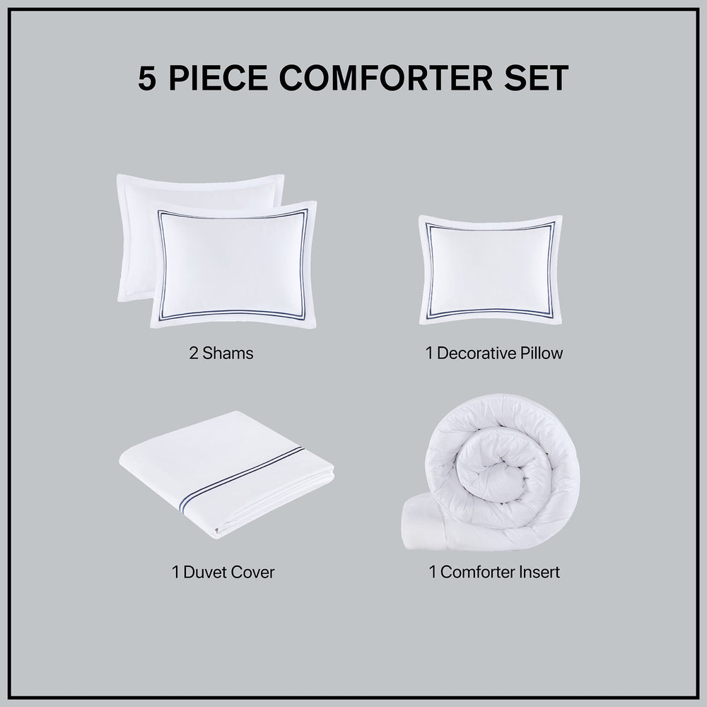 Full/Queen 100% Cotton Sateen Embroidered Comforter Set Media 2