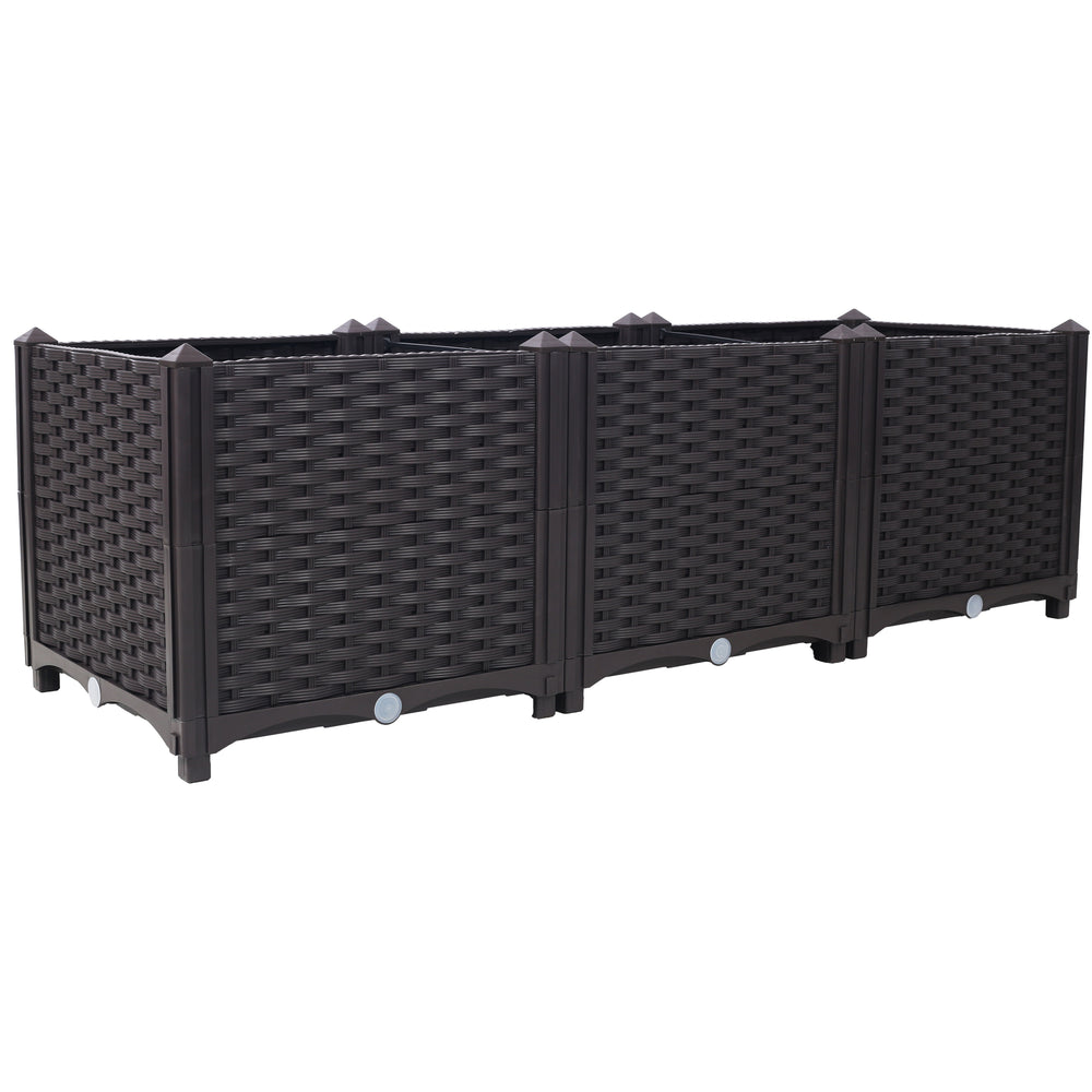 Deep Raised Garden Bed Plastic Planter Boxes for Vegetables Flowers Herbs and Succulents,Self-Watering Planter Box Raised Bed to Grow Flowers, Herbs & Vegetables, 47.2' L X 15.7' D X 14.7' H Media 10