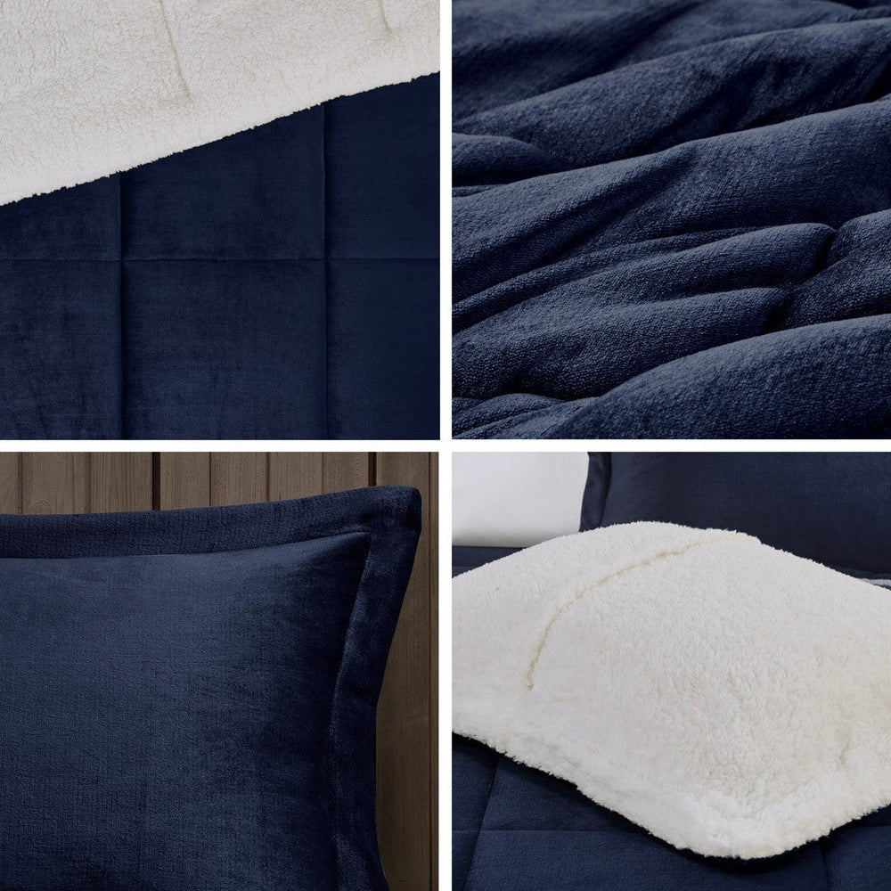 Full/Queen Plush to Sherpa Down Alternative Comforter Set Media 8