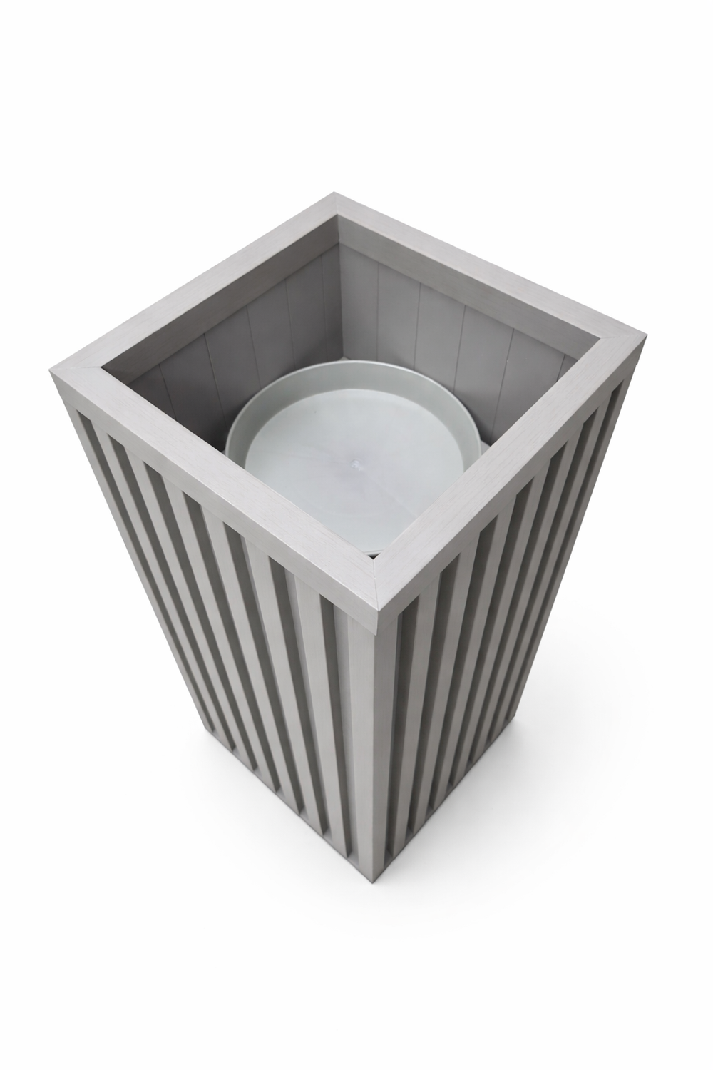 Square Grove Column Planter - Grey Brown Media 4