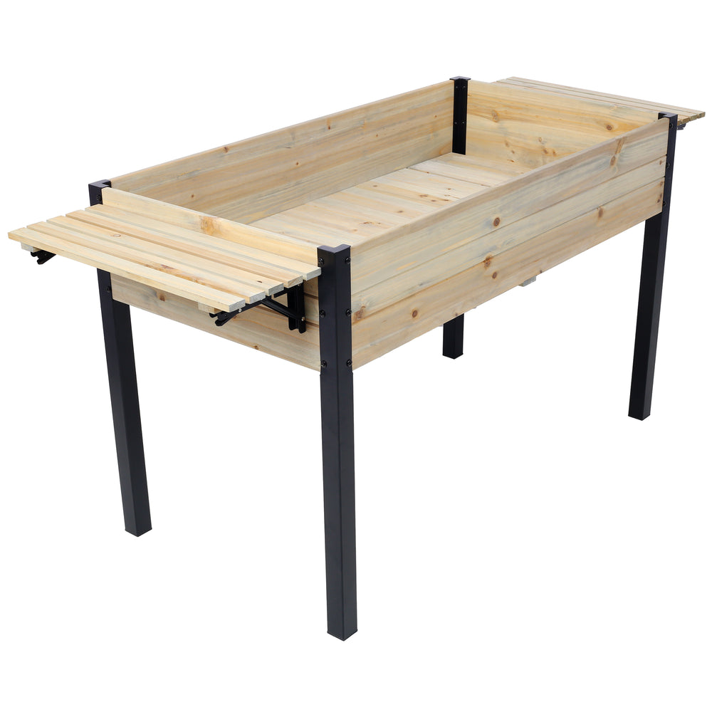 Raised Garden Bed, Metal Leg Wood Planter Boxes with Folding Storage Shelf,Elevated Planter Box for Growing Fresh Herbs, Vegetables, Flowers Great for Outdoor Patio, Deck, Balcony Media 1