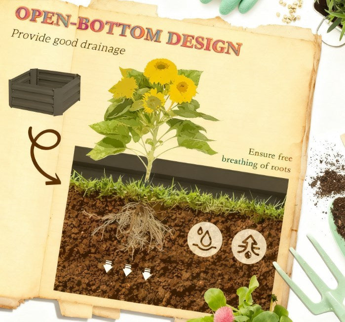 Raised Garden Bed,Garden Bed,Galvanized Planter Box with Cage for Climbing Vines Media 6
