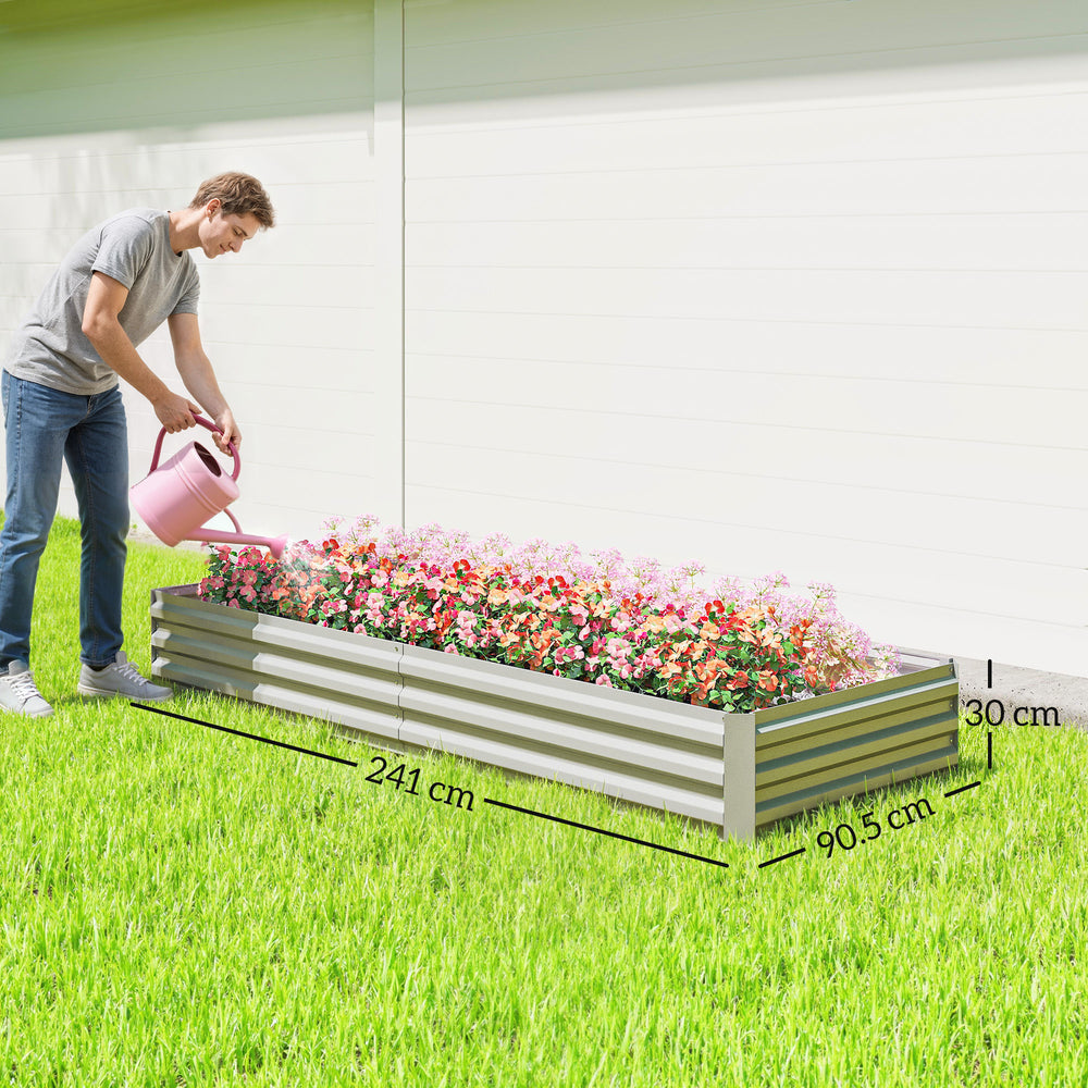Outsunny 95' x 36' x 12' Galvanized Raised Garden Bed, Metal Elevated Planter Box, Easy DIY and Cleaning for Growing Flowers, Herbs, Silver Media 8