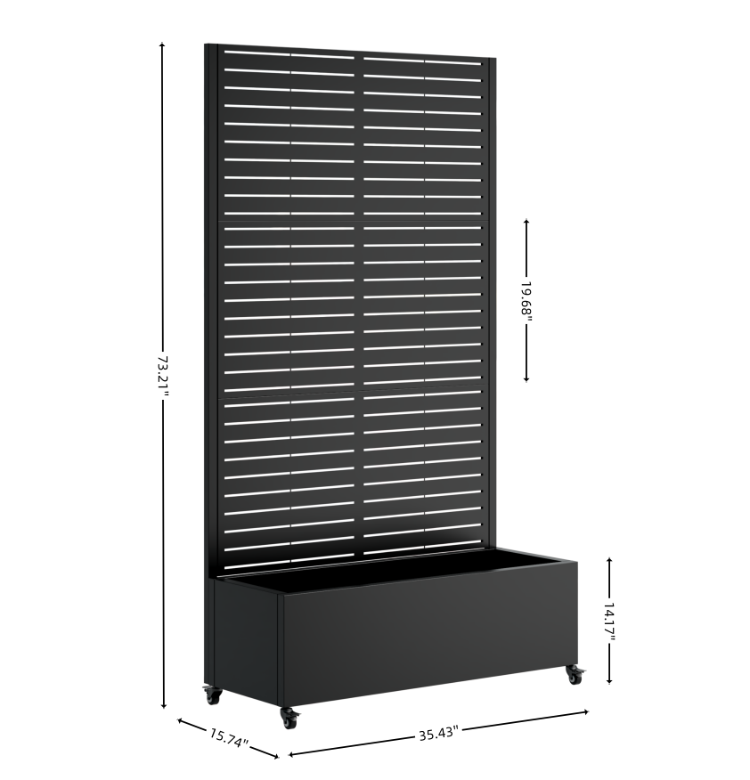 Metal Planter Box with Trellis, 73'x35'x16 Metal Raised Garden Bed with Trellis, Metal Planter Box with Drainage Holes & Lockable Wheels & Privacy Screen for Climbing Plants, Vegetables, Vines Media 5
