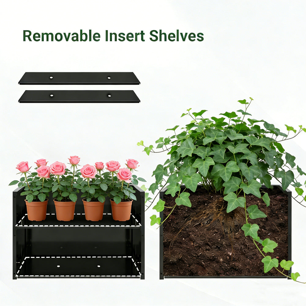 Tall Metal Planter Raised Garden Bed with Trellis 35.5in L x 11.9in W x 47.3in H - Large Flower Box Privacy Screen for Porch, Patio, Garden, Commercial Décor, Tulip Black Media 6