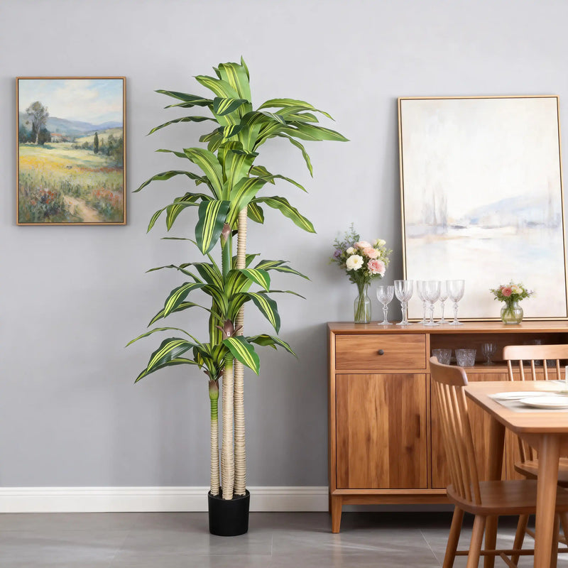 6' Artificial Dracaena Tree with Black Plastic Pot