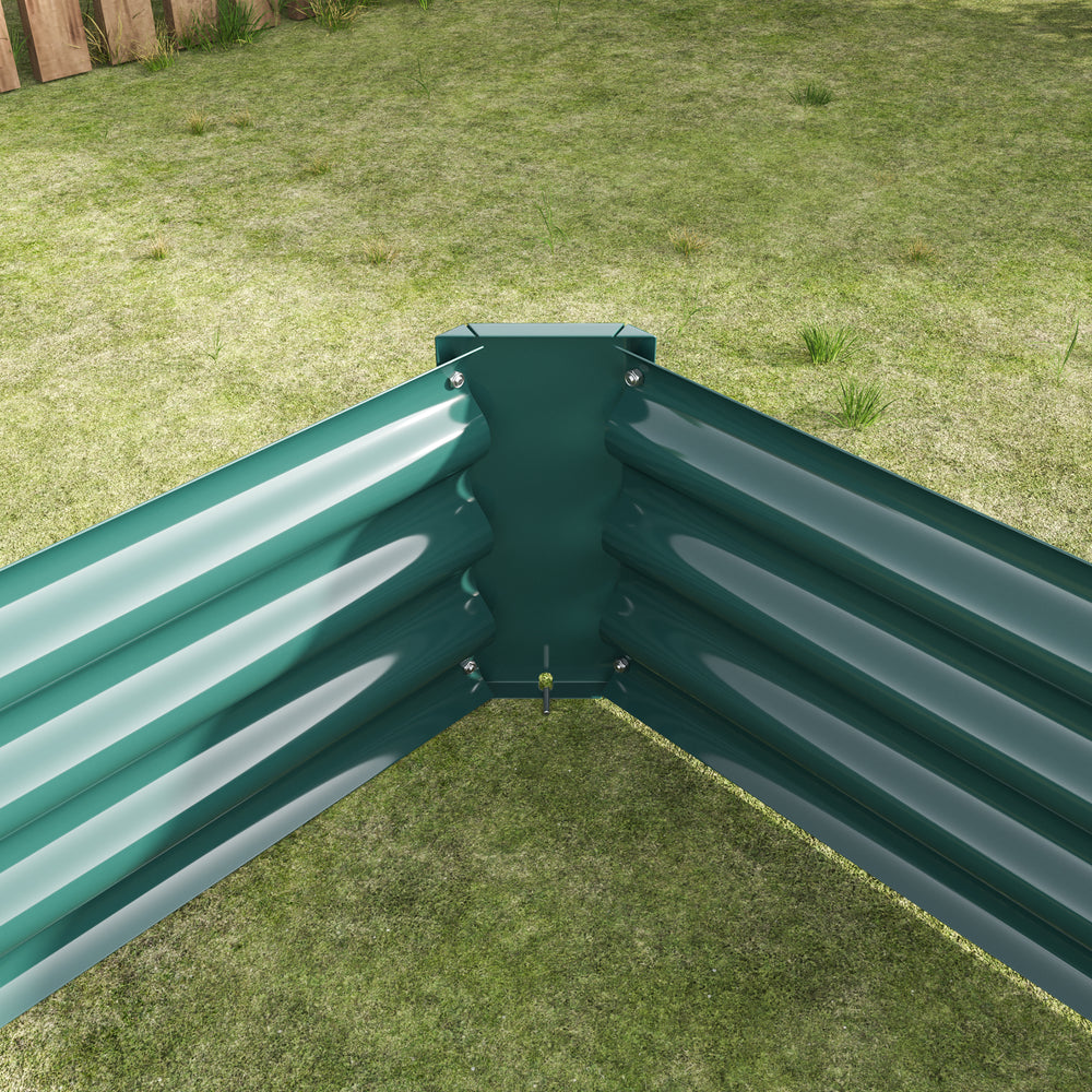 2PCS Green 8×4×1ft Metal Raised Rectangle Garden Planter Beds Media 8