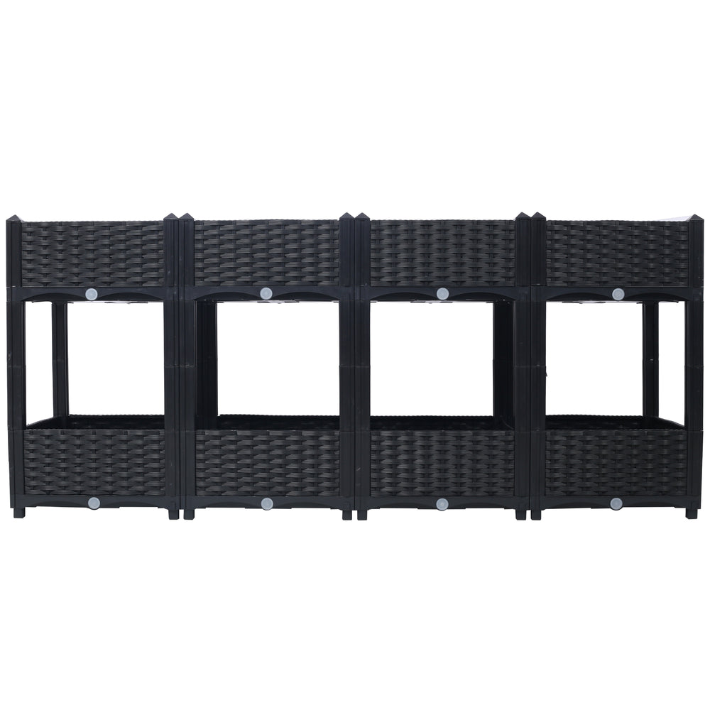 Planter Raised Beds - Elevated Planter Garden Box with Drainage Plug Raised Garden Beds for Vegetable/Flower/Herb Outdoor Standing Planter Beds Gardening Kit,Black,63'x15.7'x27.7' Media 5