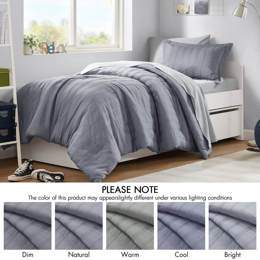 5-Piece Twin/Twin XL Woven Striped Comforter Set Media 9