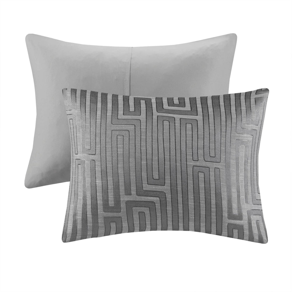 10 PCS King Luxury Jacquard Comforter Set Grey Media 17