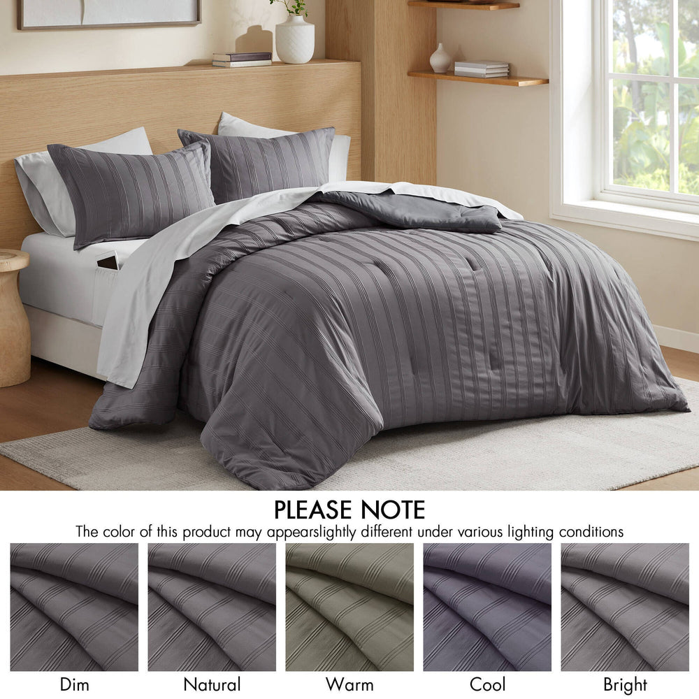 7-Piece Cal King Woven Striped Comforter Set Media 9