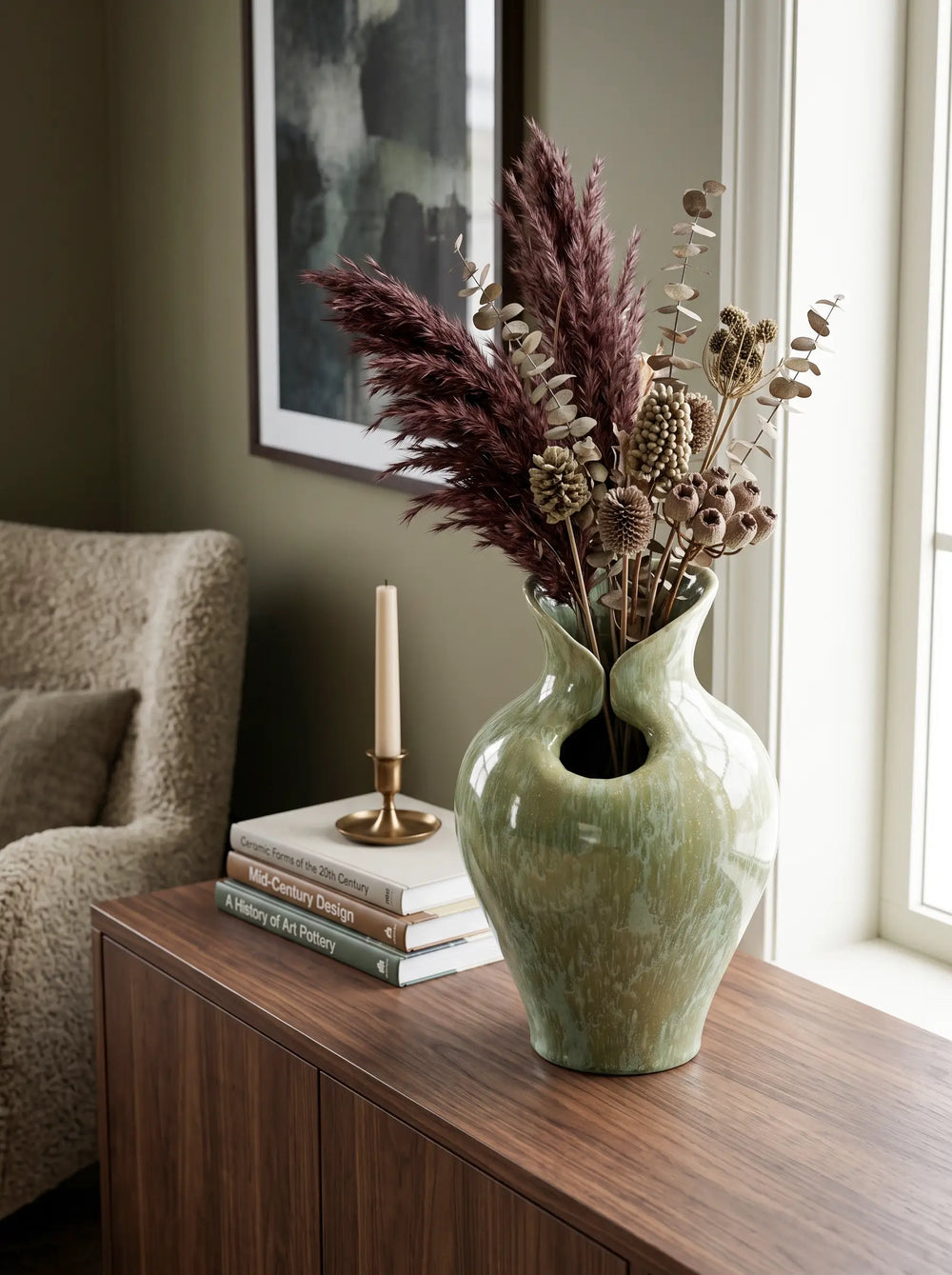 26929394 D7.9x11.8' Sage Green Sculptural Ceramic Vase     DTY Store Sculptural Ceramic Vase     DTY Store