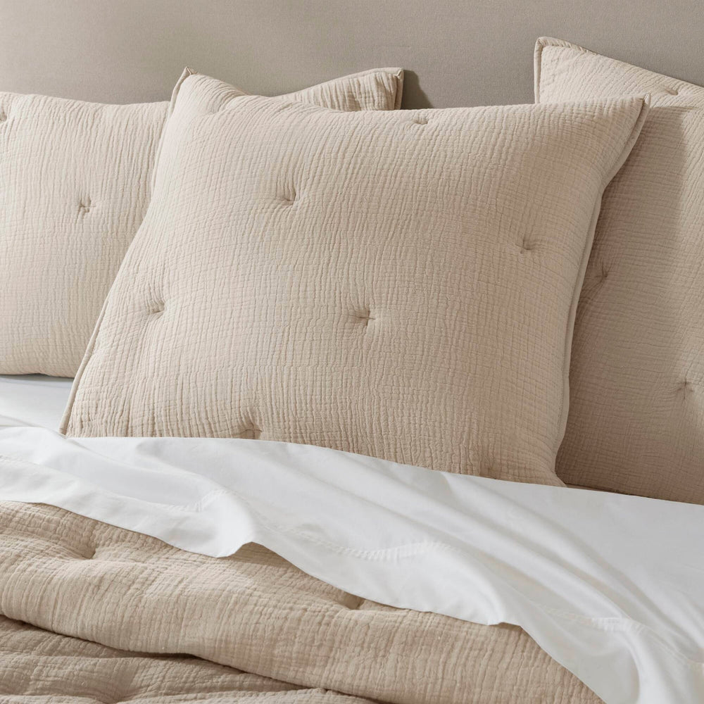 3-Piece Full/Queen Cotton  Embroidered Quilt Set,Taupe Media 16