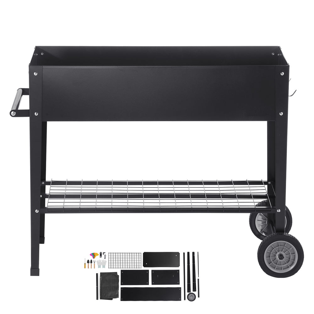Raised Garden Bed, 42.5 x 19.5 x 31.5 inch Galvanized Metal Planter Box, Elevated Outdoor Planting Boxes with Legs, for Growing Flowers/Vegetables/Herbs in Backyard/Garden/Patio/Balcony, Black Media 1