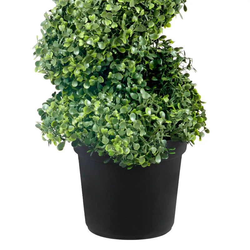 2 pcs. Artificial Boxwood Tower Topiary Spiral Artificial Plant 122cm high Decorative Plant Green Plastic PE Iron Topiary Plants incl. 10 pcs. Replacement Leaves