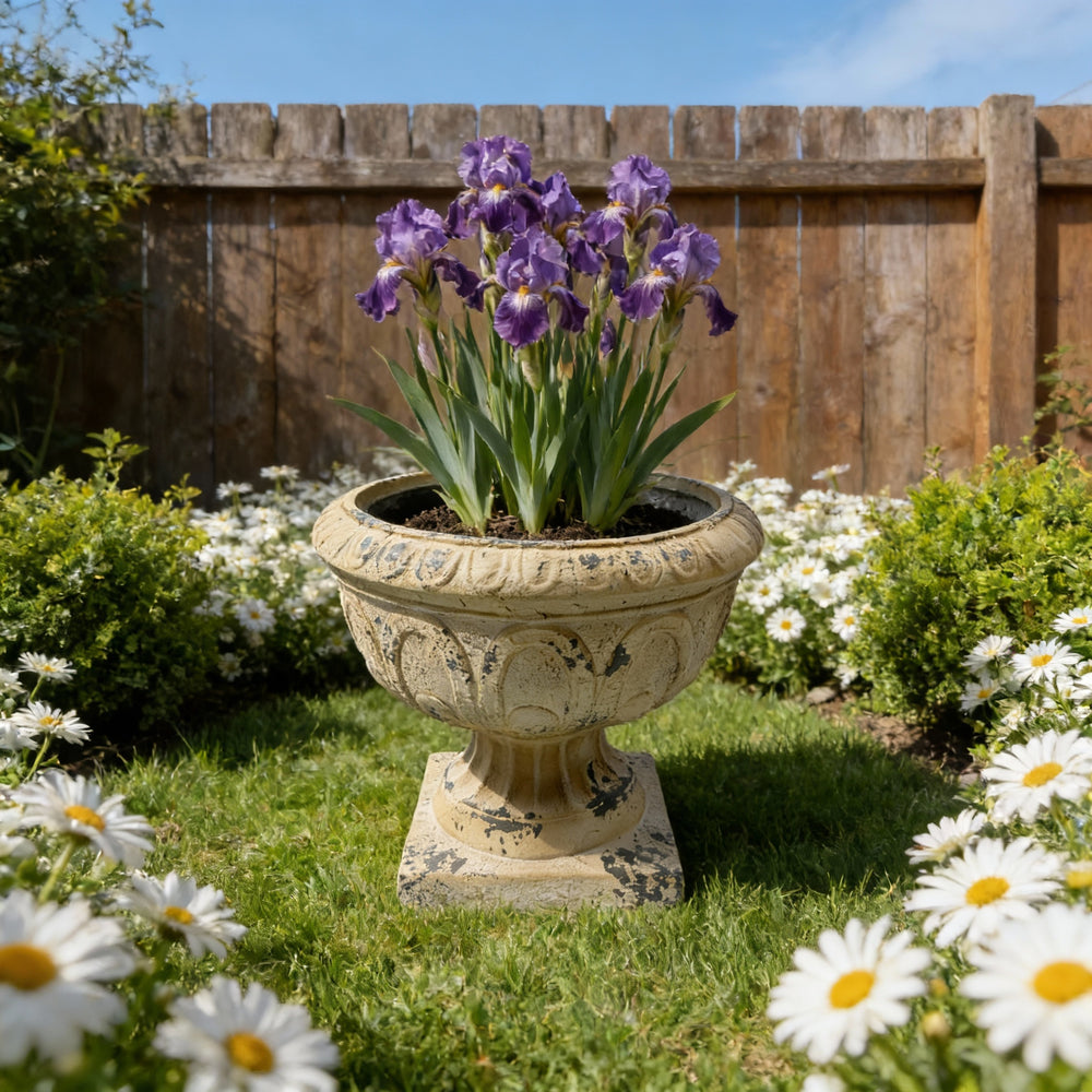 MGO Garden Planter, Garden decoration and planting,Color Antique White, Side 17.71'L X 17.71'W X 14.56'' H Media 1