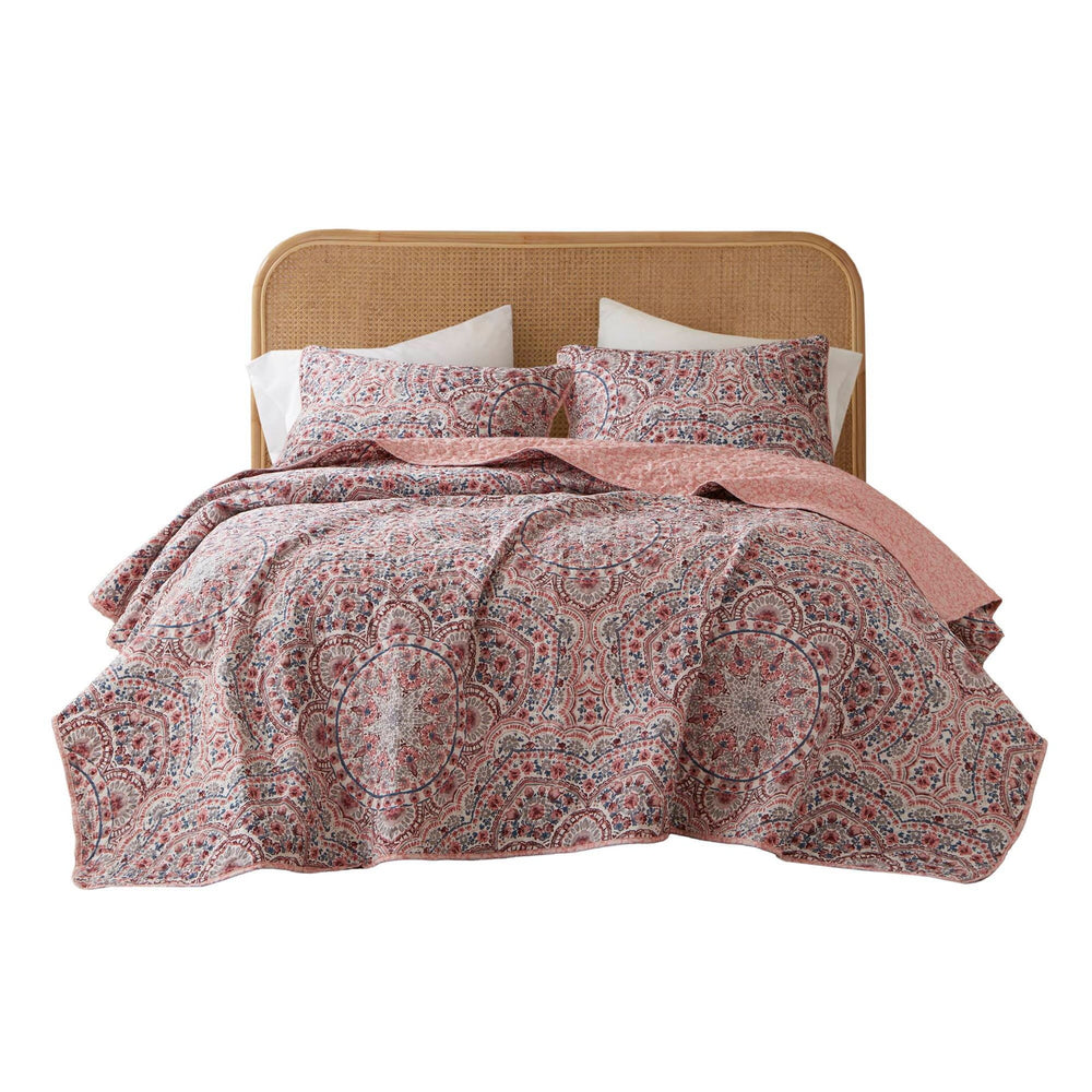 3-Piece King Boho Floral Reversible Quilt Media 13