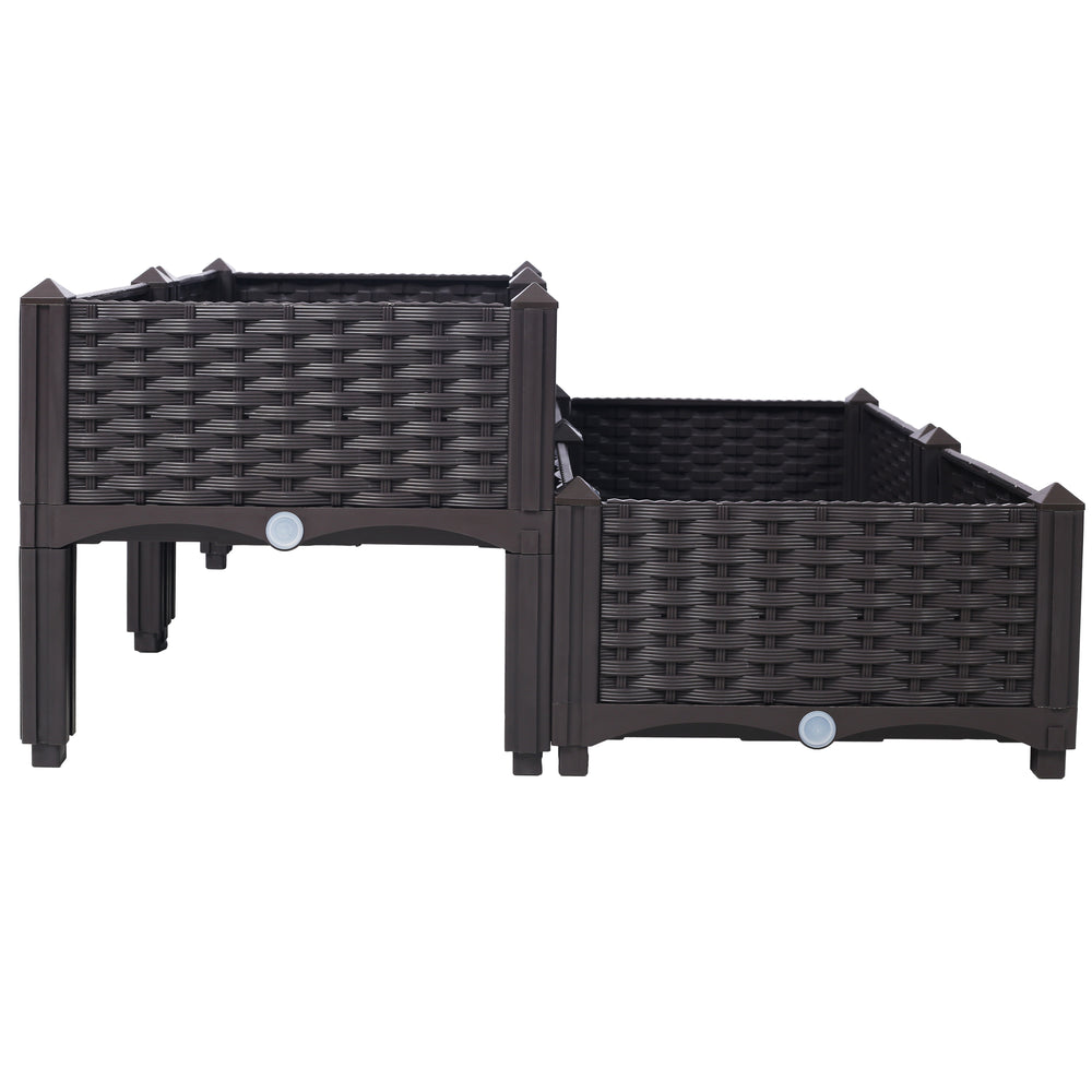 4 Piece Raised Garden Bed with Legs, Self-Watering Planter Box Raised Bed to Grow Flowers, Herbs & Vegetables, Brown Media 6