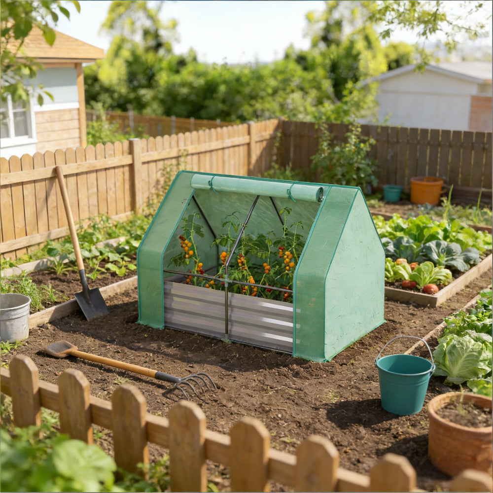 Raised Garden Bed,Mini Greenhouse,2-in-1 Raised Planter Greenhouse Media 1