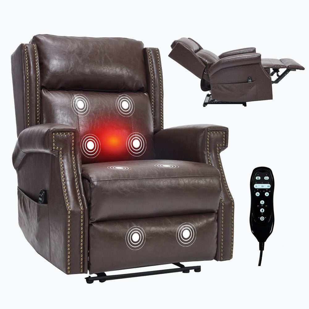 Manual Recliner Chair Faux Leather Massage With 8 Vibrating Nodes & 3 Modes For Living Room Media 11