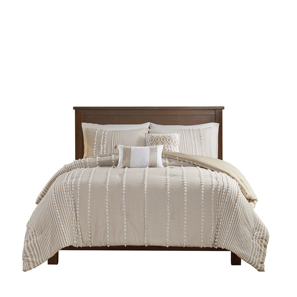 King 3 Piece Cotton Yarn Dyed Comforter Set Media 6