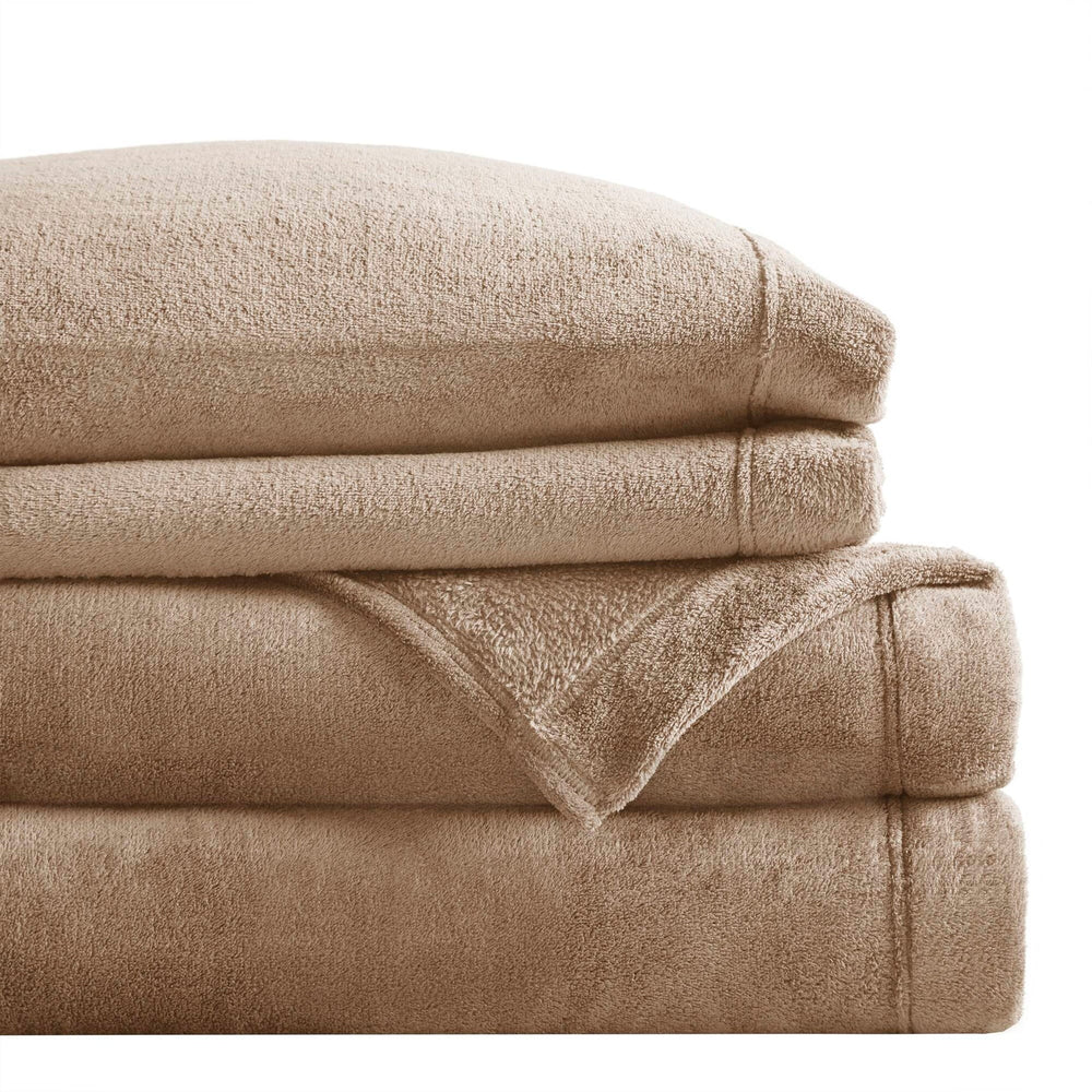 3 PCS Twin Micro Plush Sheet Set Taupe Media 8