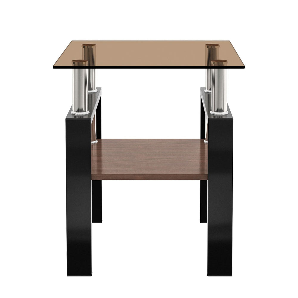 Tempered Glass Tables Square Black Living Room Contemporary Set Of Two Media 12