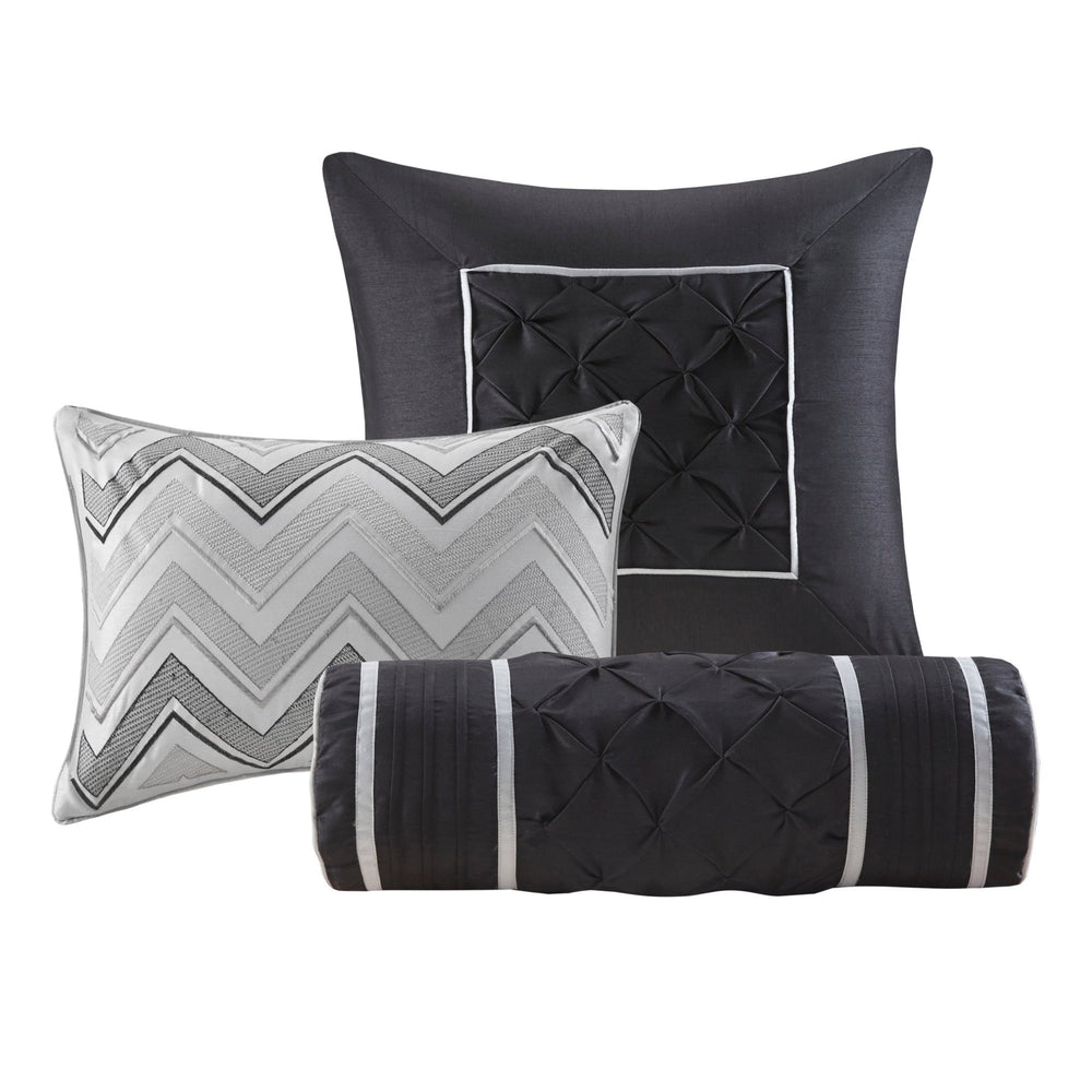 7-Piece King 100% Polyester Pieced Pleated Tufted Comforter Set Media 8