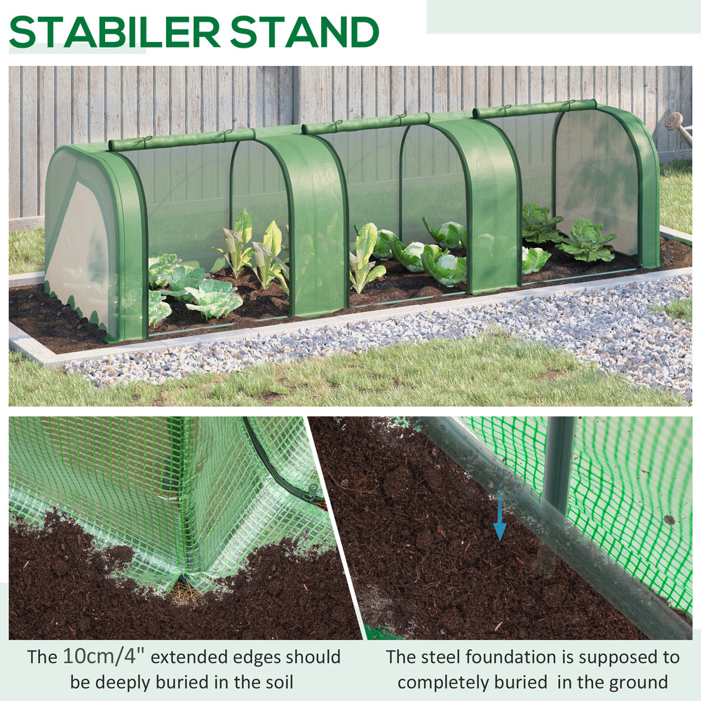 10' x 3' x 2.5' Mini Greenhouse, Portable Tunnel Green House with Roll-Up Zippered Doors, UV Waterproof Cover, Steel Frame, Green Media 5