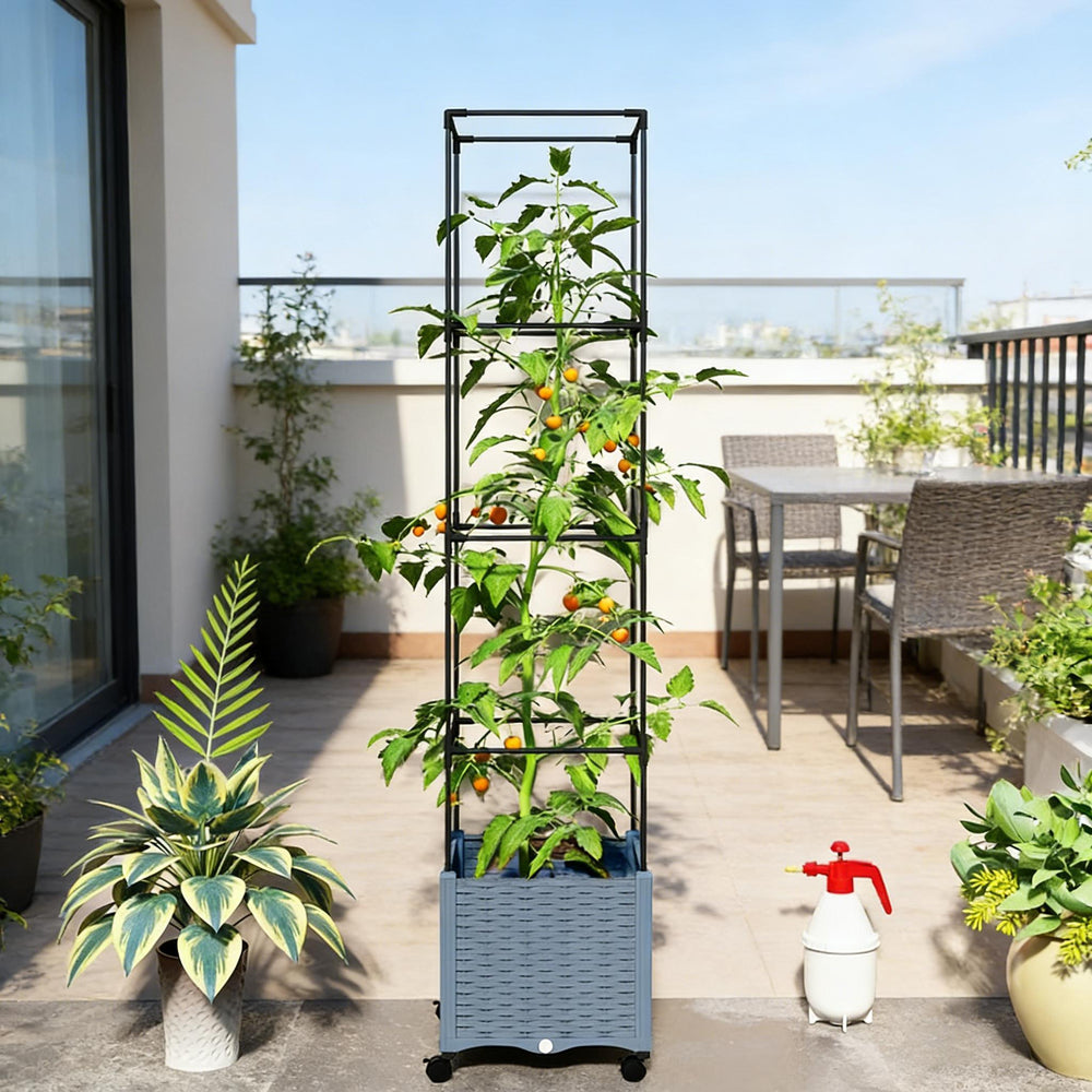 Mobile Raised Garden Bed,Adjustable Height Trellis Plant Cage Media 2