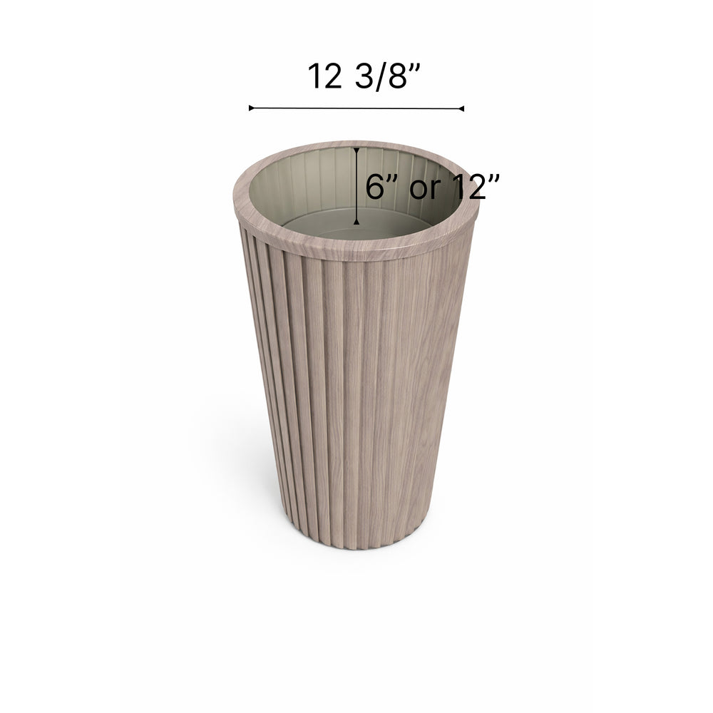 Round Strata Column Planter XL - Ash Brown Media 4