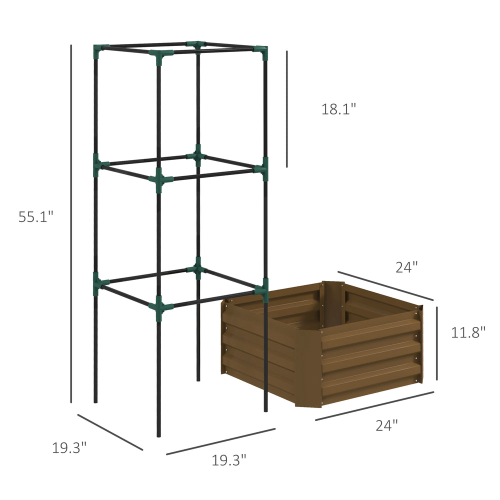 Garden Bed,Raised Garden Bed,Galvanized Planter Box with Cage for Climbing Vines Media 3