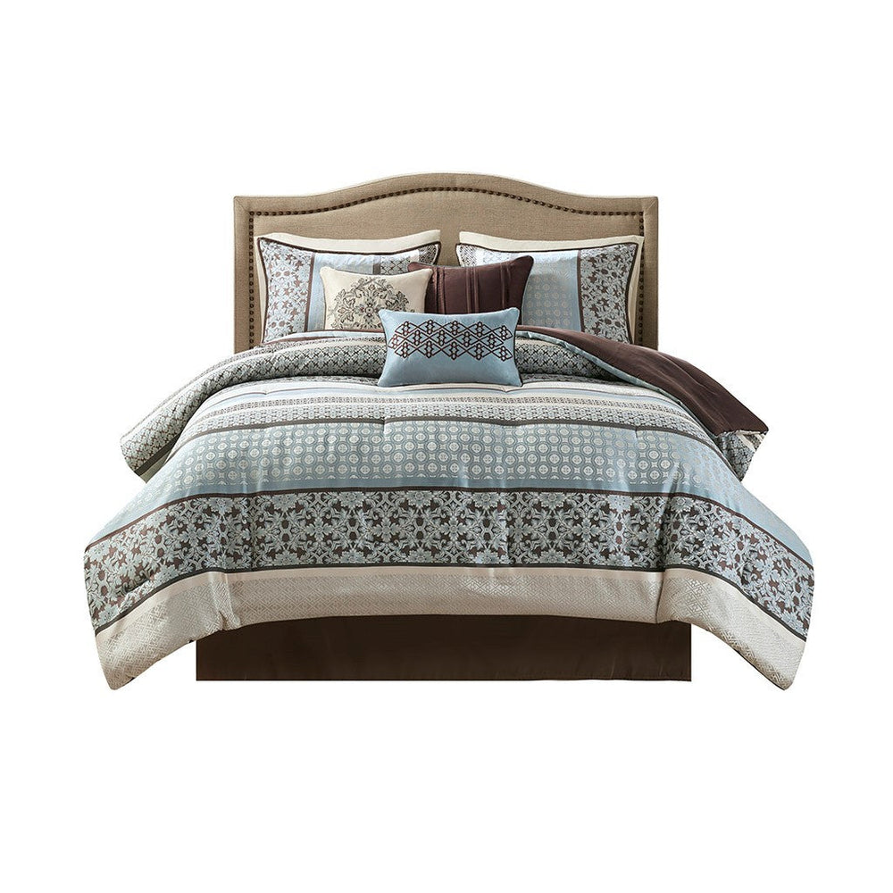 7 Piece Comforter Set Blue Queen Media 5