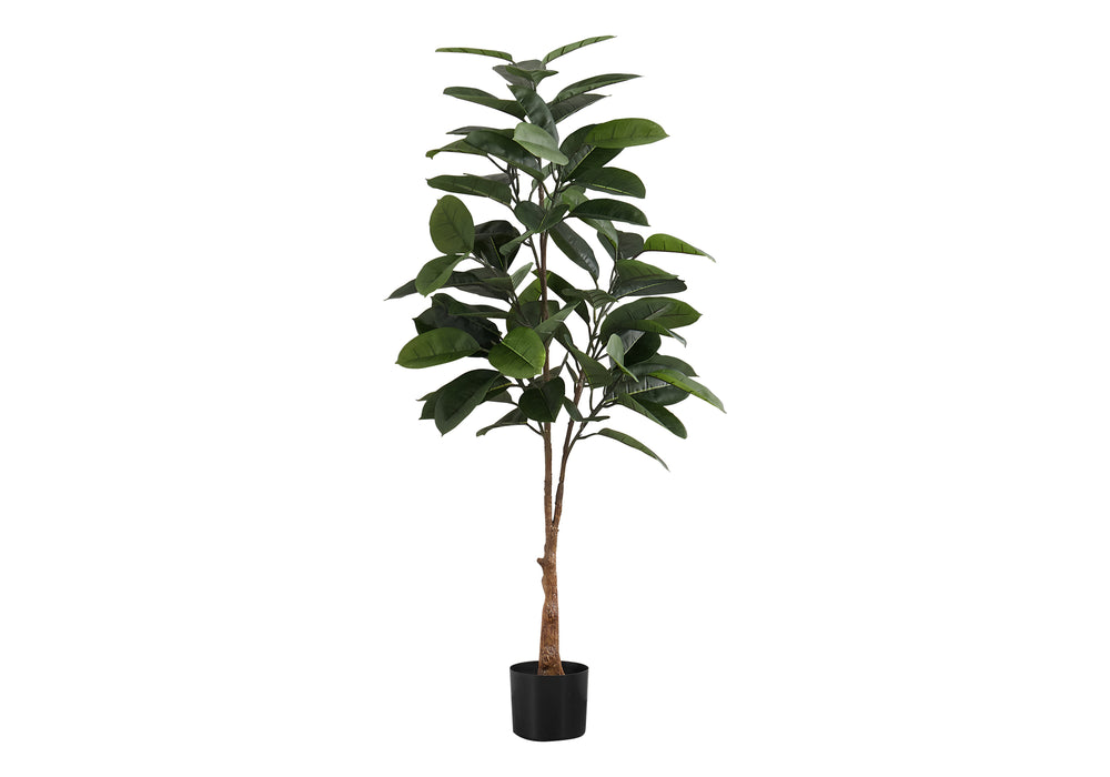 Artificial Plant, 52' Tall, Rubber Tree, Indoor, Faux, Fake, Floor, Greenery, Potted, Real Touch, Decorative, Green Leaves, Black Pot Media 2