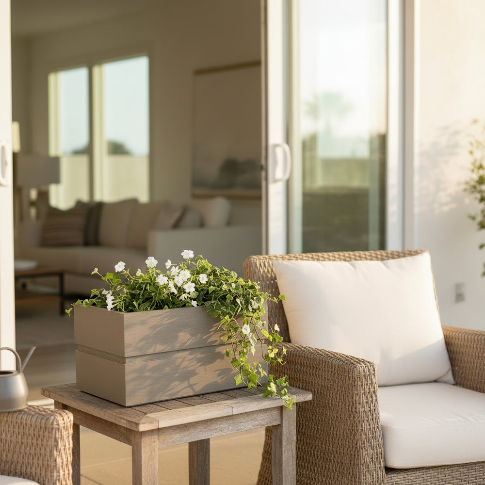 Rectanglar Terrace Planter Short - Grey Brown Media 2