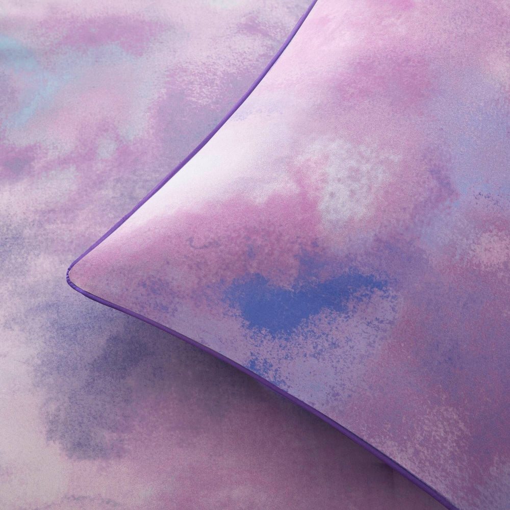 3 Pieces Twin/Twin XL Watercolor Tie Dye Printed Comforter Set with Throw Pillow,Purple Media 17